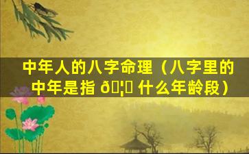 中年人的八字命理（八字里的中年是指 🦅 什么年龄段）